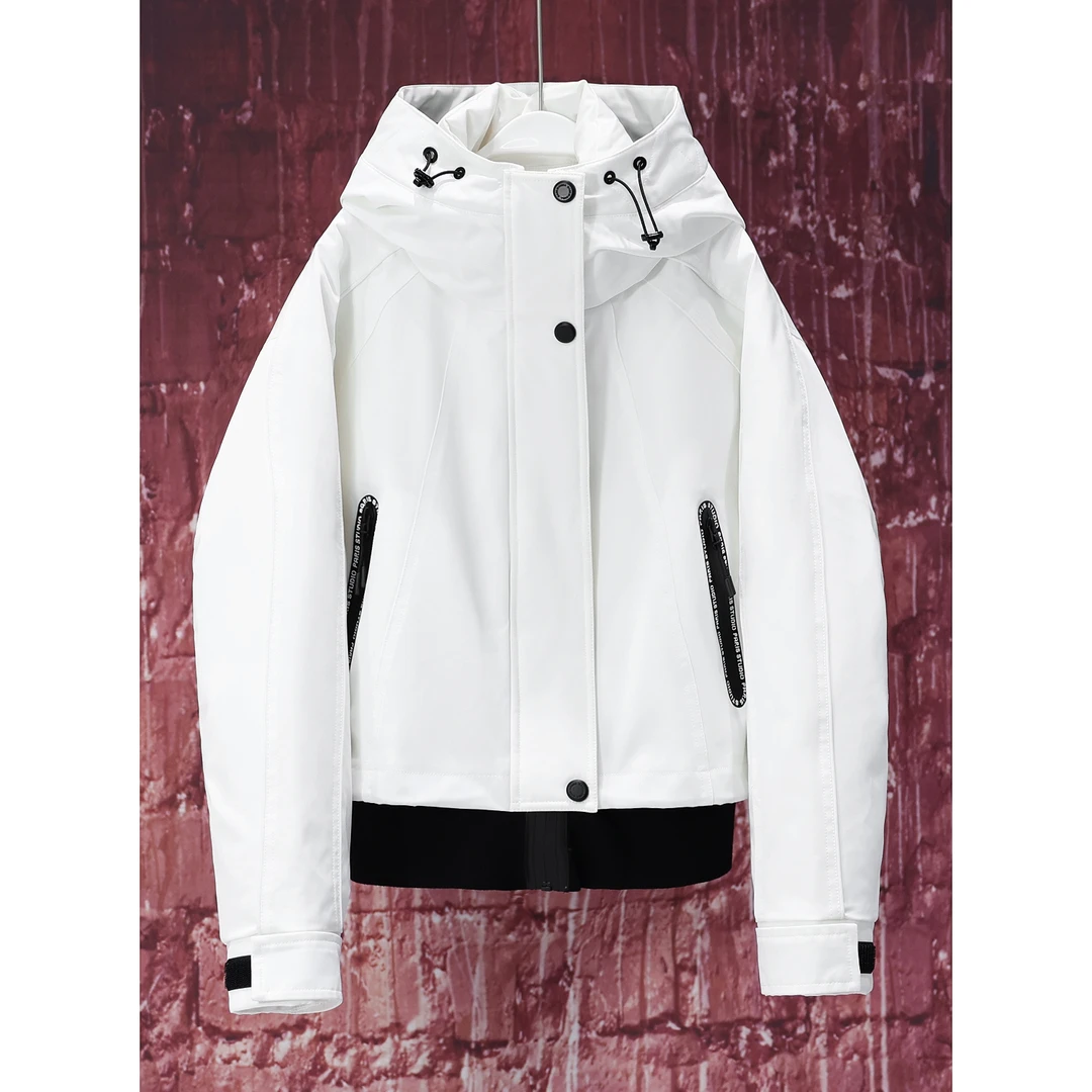 【韩哥女装】冬季白色小众设计中长款派克连帽羽绒服3005