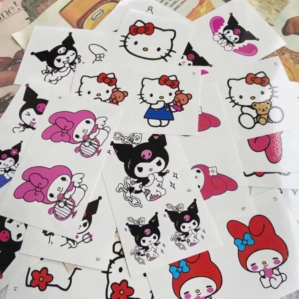 三丽鸥库洛米凯蒂猫美乐蒂防水持久纹身贴纸可洗卡通可爱学生清新