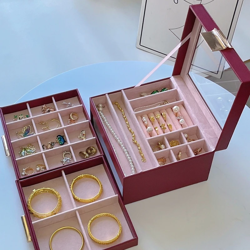 结婚首饰盒珠宝三金收纳盒项链手镯防氧化新婚礼物闺蜜结婚礼品盒