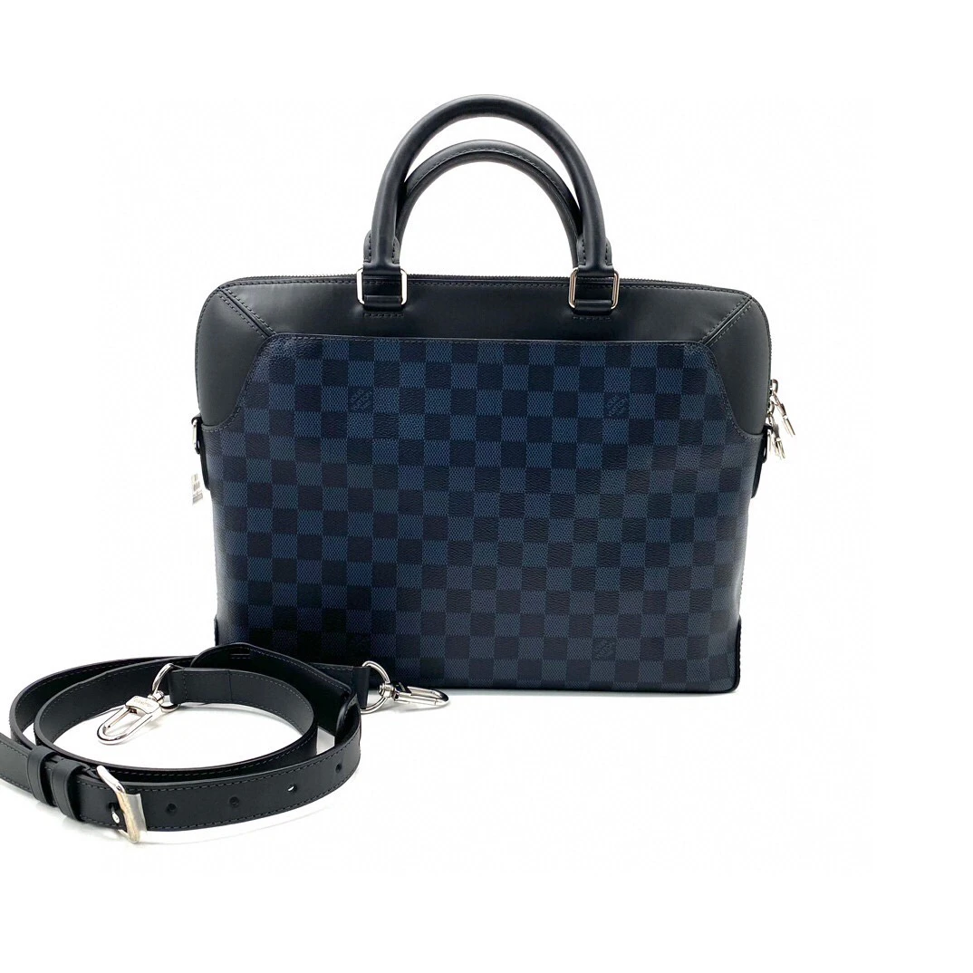 95新 LouisVuitton/路易威登 蓝黑棋盘格公文包 尺寸36/27二星