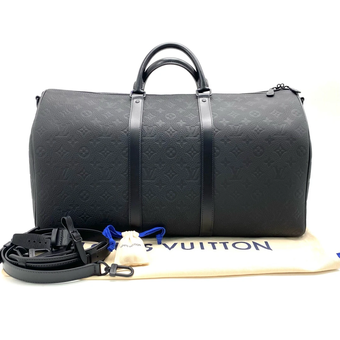 未使用 LouisVuitton/路易威登 新款黑色压花keepall50旅行袋