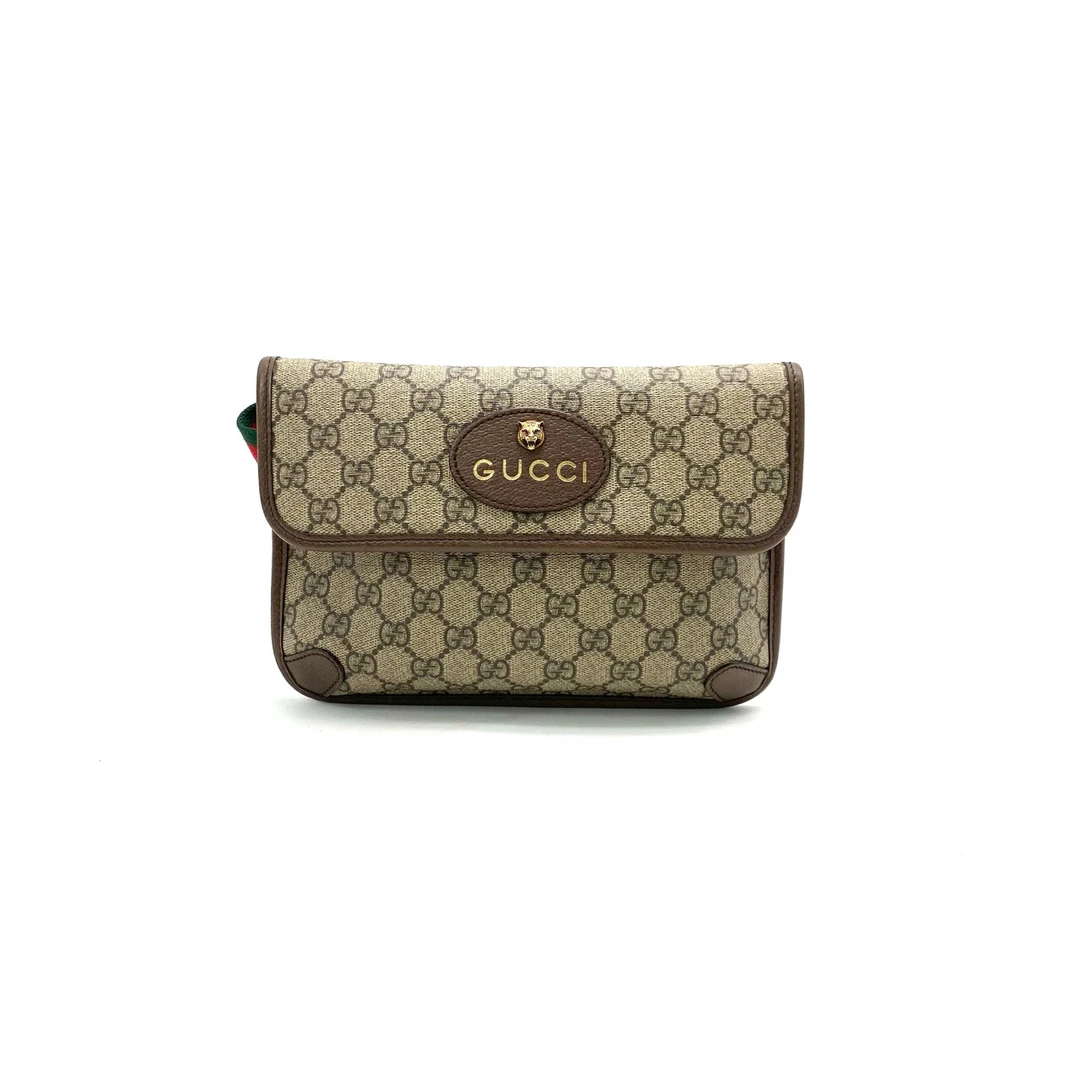 95新 GUCCI/古驰 古驰 经典老花虎头胸腰包尺寸24/17单肩包腰单面