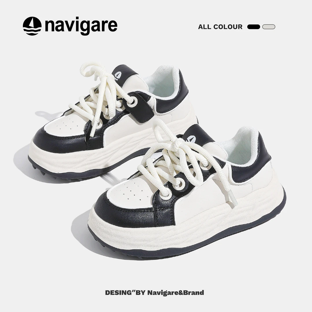 Navigare/纳维凯尔儿童休闲鞋厚底百搭低帮复古时尚小众ins运动鞋