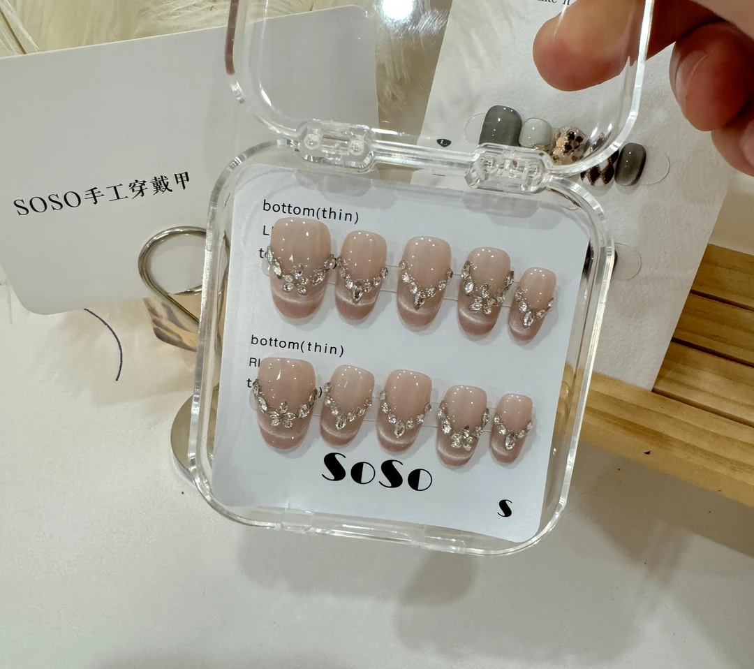 椭圆【涟漪】纯手工穿戴甲直播间下单赠送收纳盒+工具包夏季