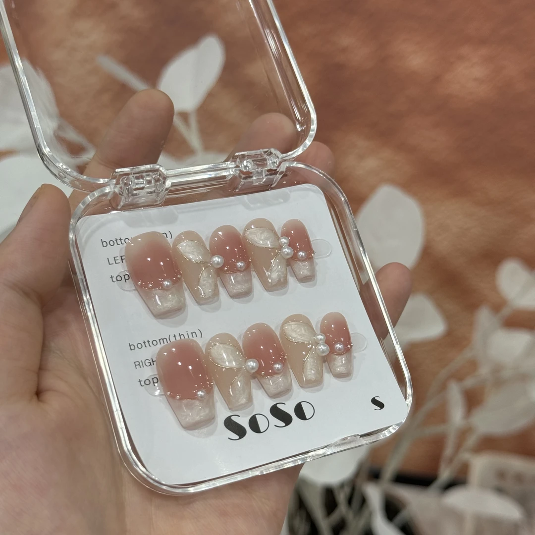 短T【螺纹飘带】纯手工穿戴甲直播间下单赠送收纳盒+工具包夏季纯欲