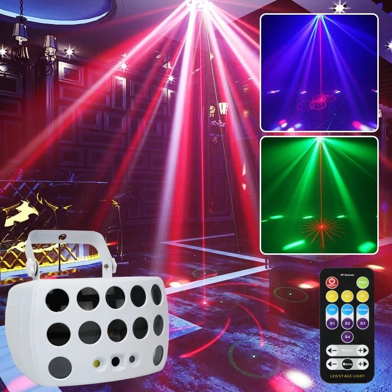 KTV闪光氛围灯家用声控七彩旋转灯酒吧蹦迪舞台灯光激光灯蝴蝶灯