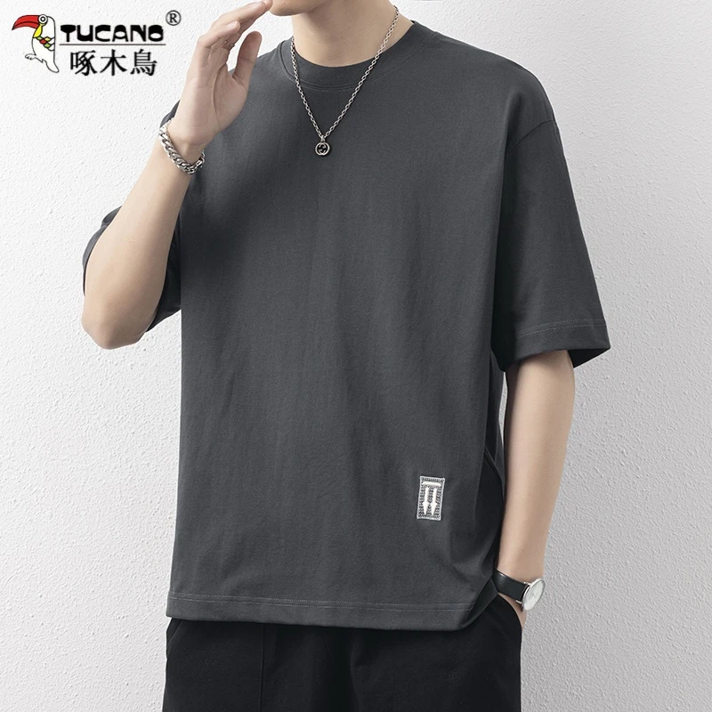 TUCANO/啄木鳥男士夏季休闲款百搭纯色ins圆领上衣短袖T恤宽松