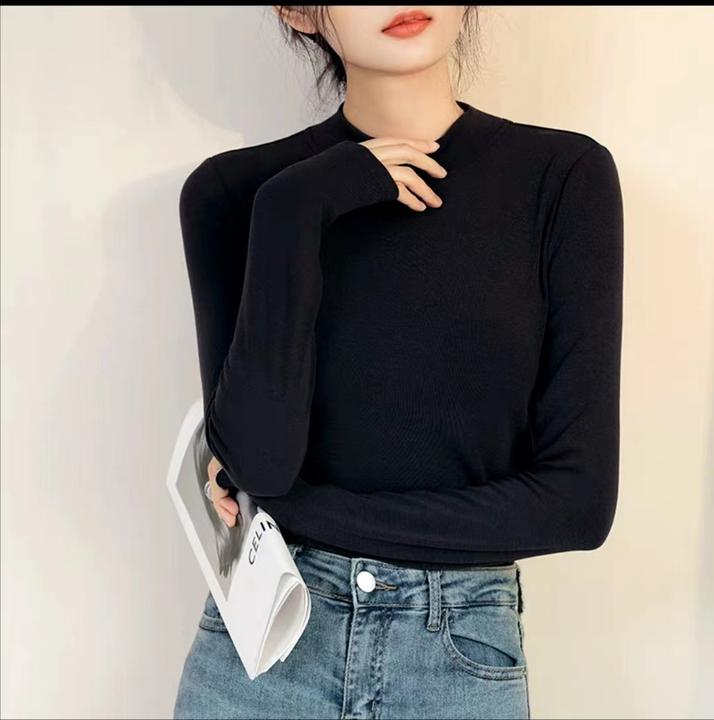 【Yabs】秋冬时尚休闲气质百搭纯色小立领显瘦 长袖绵羊毛衫