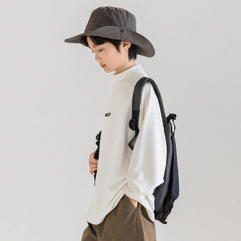 男童德绒打底衫2024新款儿童装春秋季男孩大童秋冬半高领纯色1585