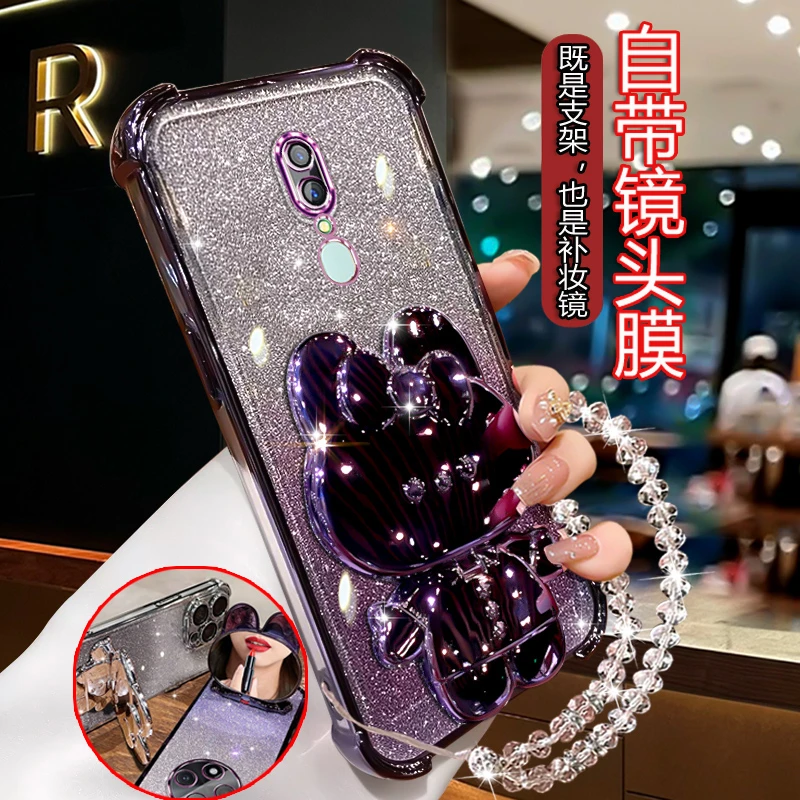 适用OPPOa9手机壳女opo时尚0PP0A9x闪粉软壳PCAM10带支架PCAT10套