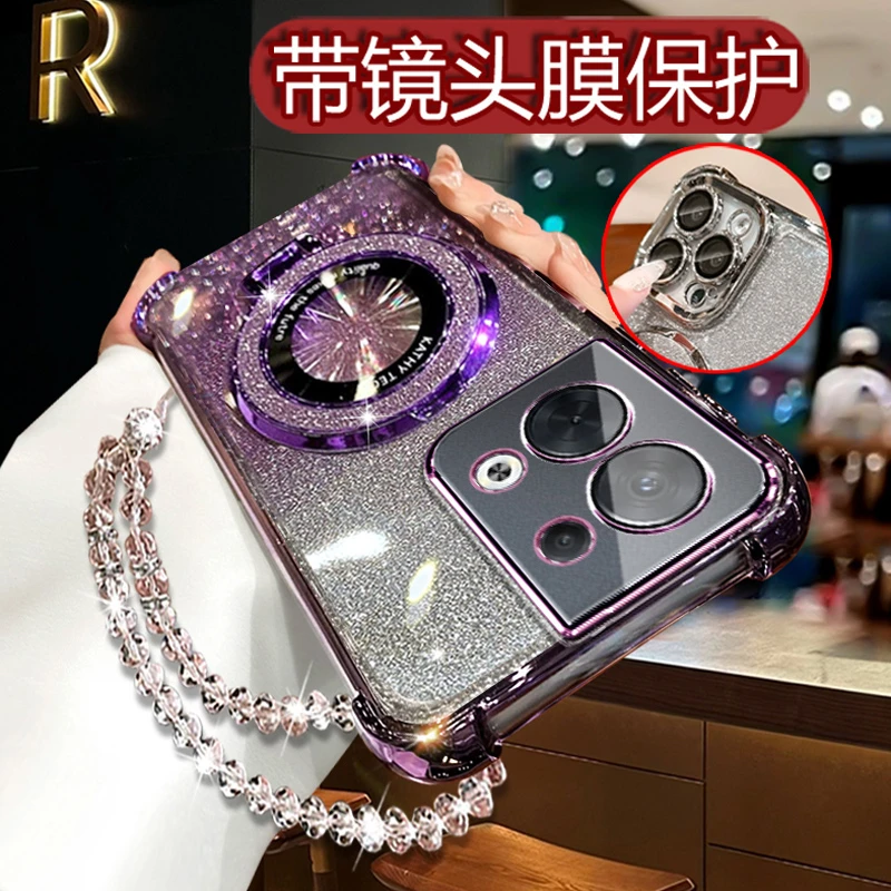 适用opporeno9Pro手机壳女PGX110潮流Oppo闪粉0PP0Reno9por保护壳