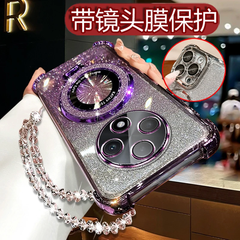 适用OPPOA3PRO手机壳女潮新款PJY110曲屏oppoa3por带闪粉支架软壳
