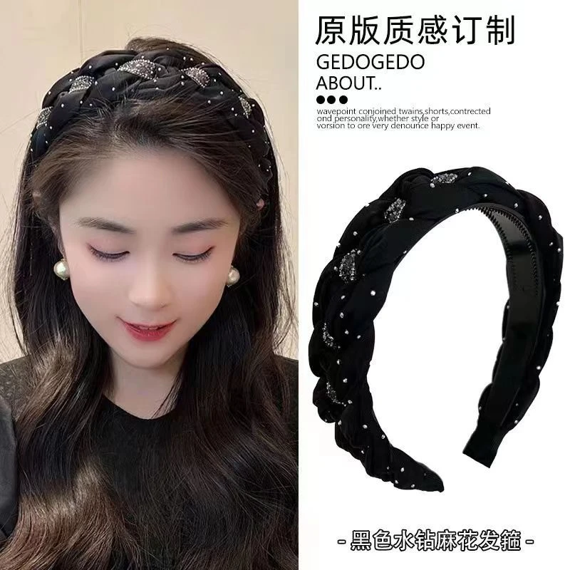 精致宽边高颅顶发箍女2023年新款头箍高级感水钻气质洗脸发卡头饰