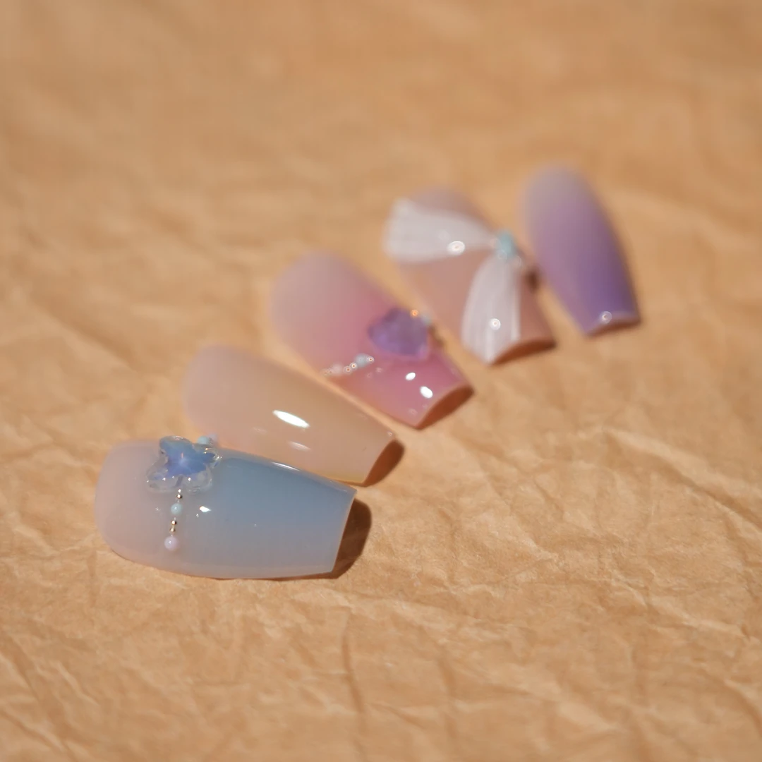 【微醺】16Nail甜美渐变飘带手绘纯欲显白高品质手工穿戴甲