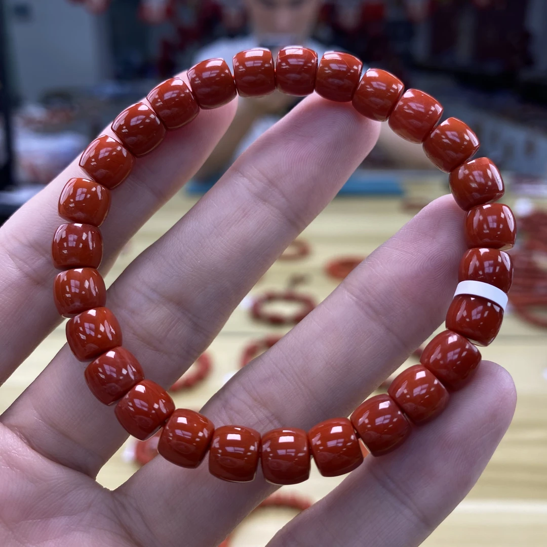 保山南红锦红精工直切（云端）手串  7mm+    多样性发一