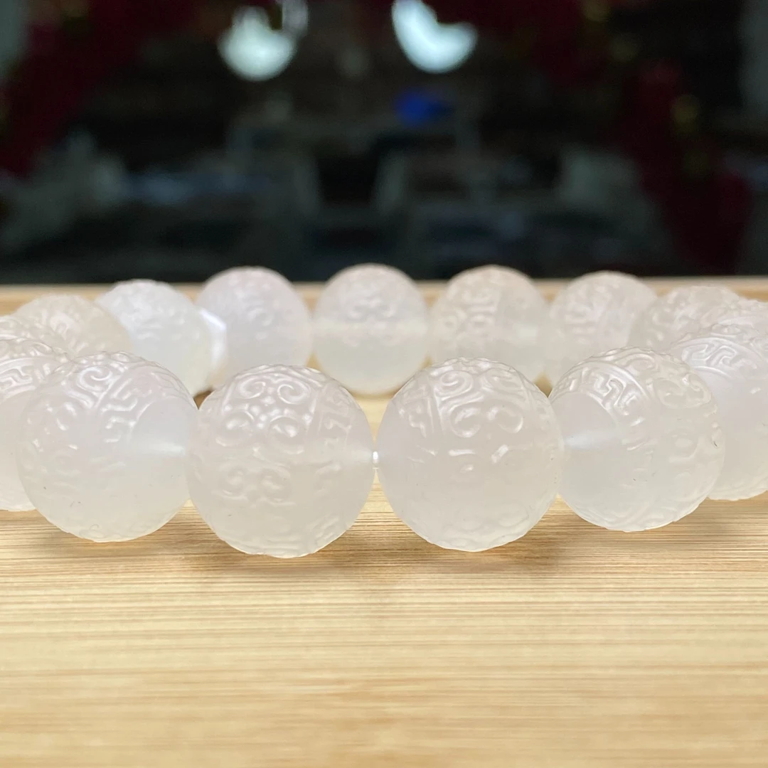 【小刘南红】精品荔枝冻玛瑙回纹珠单圈手串13mm     多样性发一