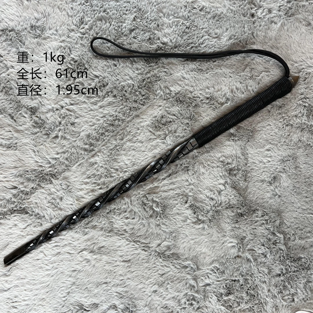 65锰钢实心鞭龙泉手工锻打淬火鞭防身家居工艺品摆件