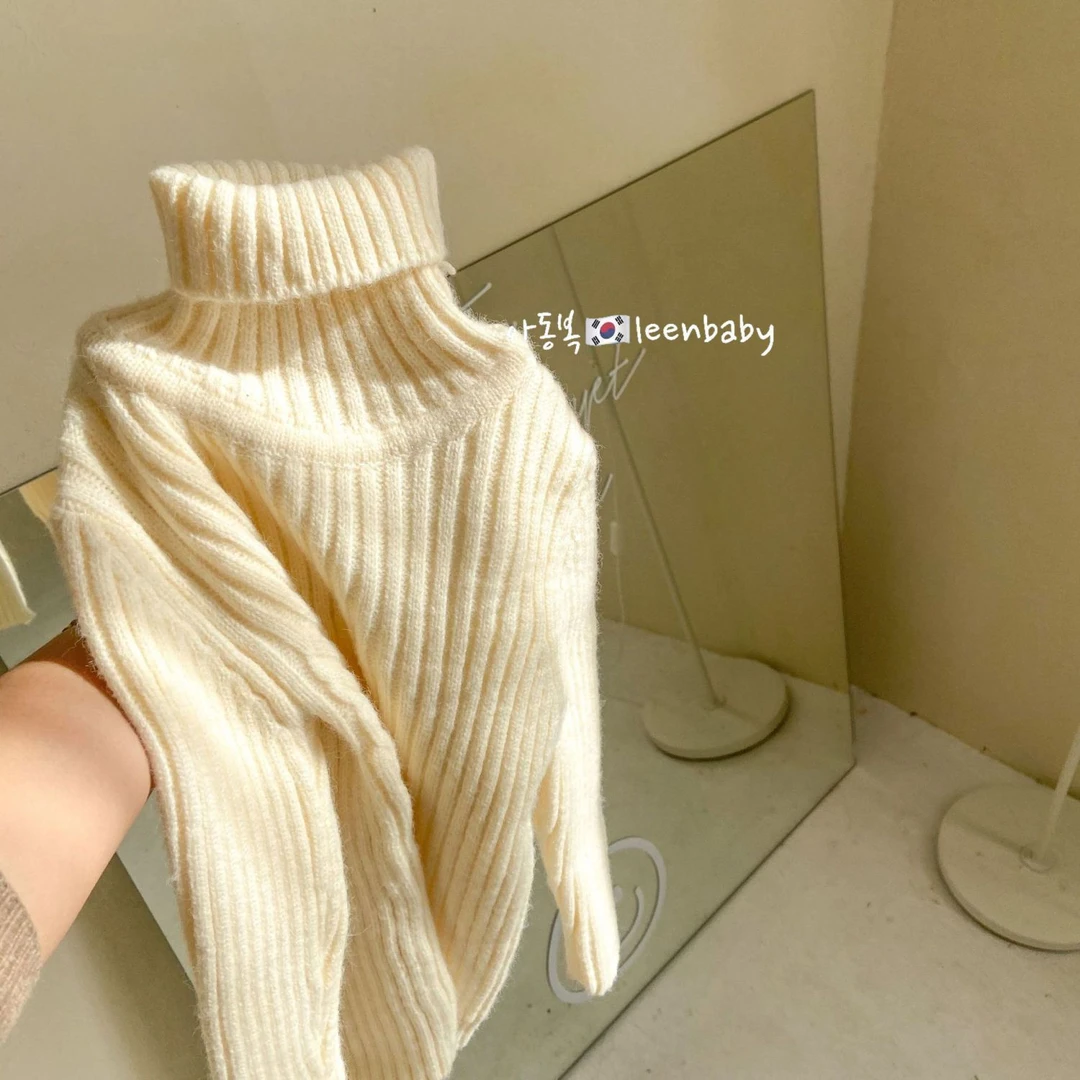 BLBLA搭配率巨高~韩国儿童2024秋冬高领打底加厚毛衣保暖针织线衫