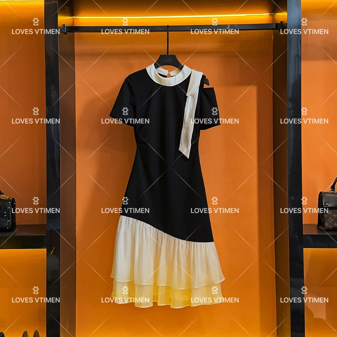 【vian专属】法式拼接设计师款时尚百搭连衣裙JC-A1630