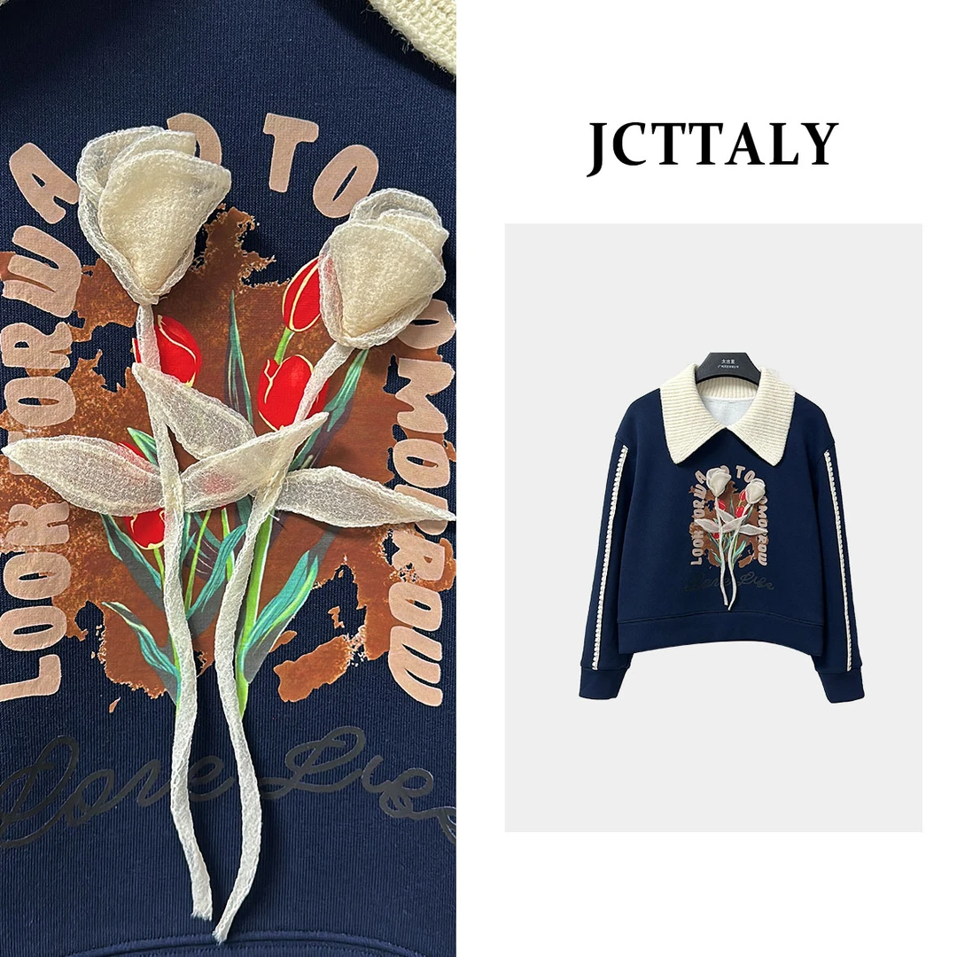 【Linda专属】【65】加厚翻领小众上衣韩版气质设计感卫衣JC-A2490