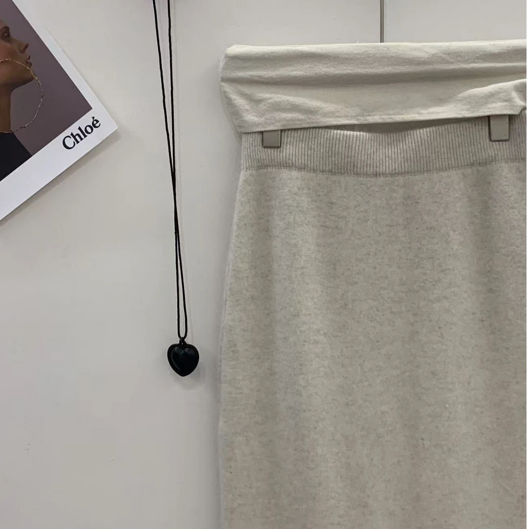 【娅朵】浣熊绒针织半身裙洋气高腰显瘦中长款包臀裙