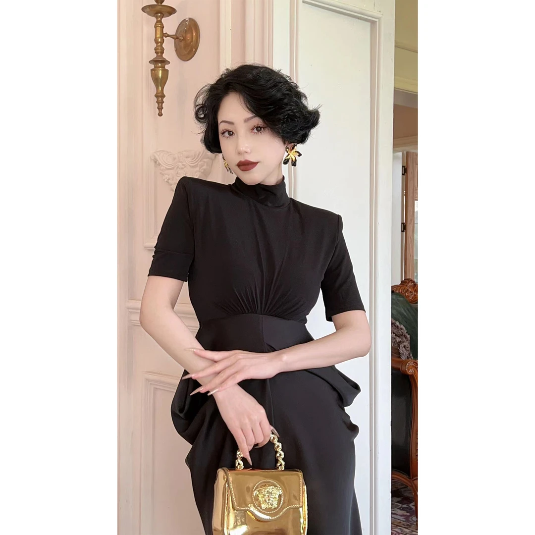 LYXJ【毕加索线条】立体剪裁拼接设计时尚法式夏季连衣裙10172