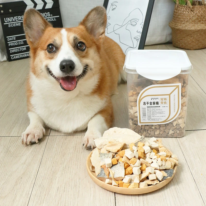 宠物狗狗冻干桶鸡胸肉冻干零食生骨肉鹌鹑鸡肉干蛋黄拌粮训犬拌饭