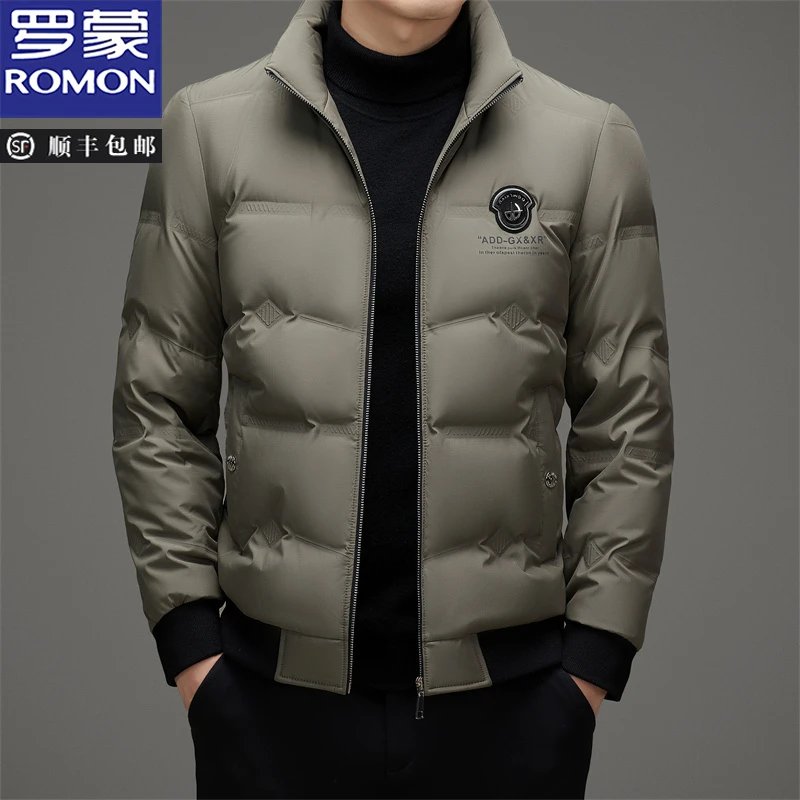 罗蒙潮牌中青年男士羽绒服2024秋冬新款轻薄立领休闲高端品牌外套