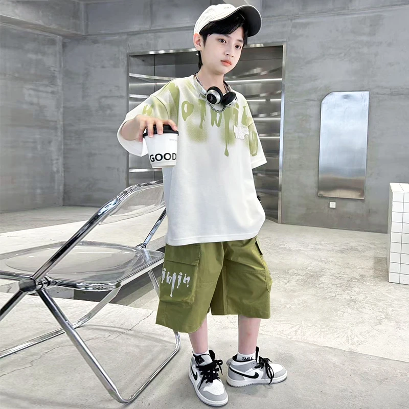 男童中大童夏季套装夏款2024新款休闲夏装短袖网红潮【TQ】BF301