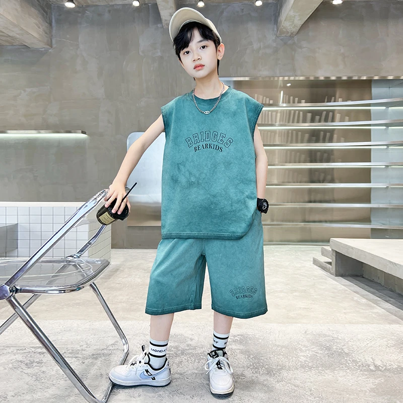 男童夏季套装2024新款中大儿童脏脏风背心潮酷T【TQ】BF494
