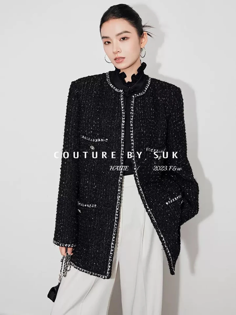 27091欧版高货加厚小香风外套中长款6727衣长80