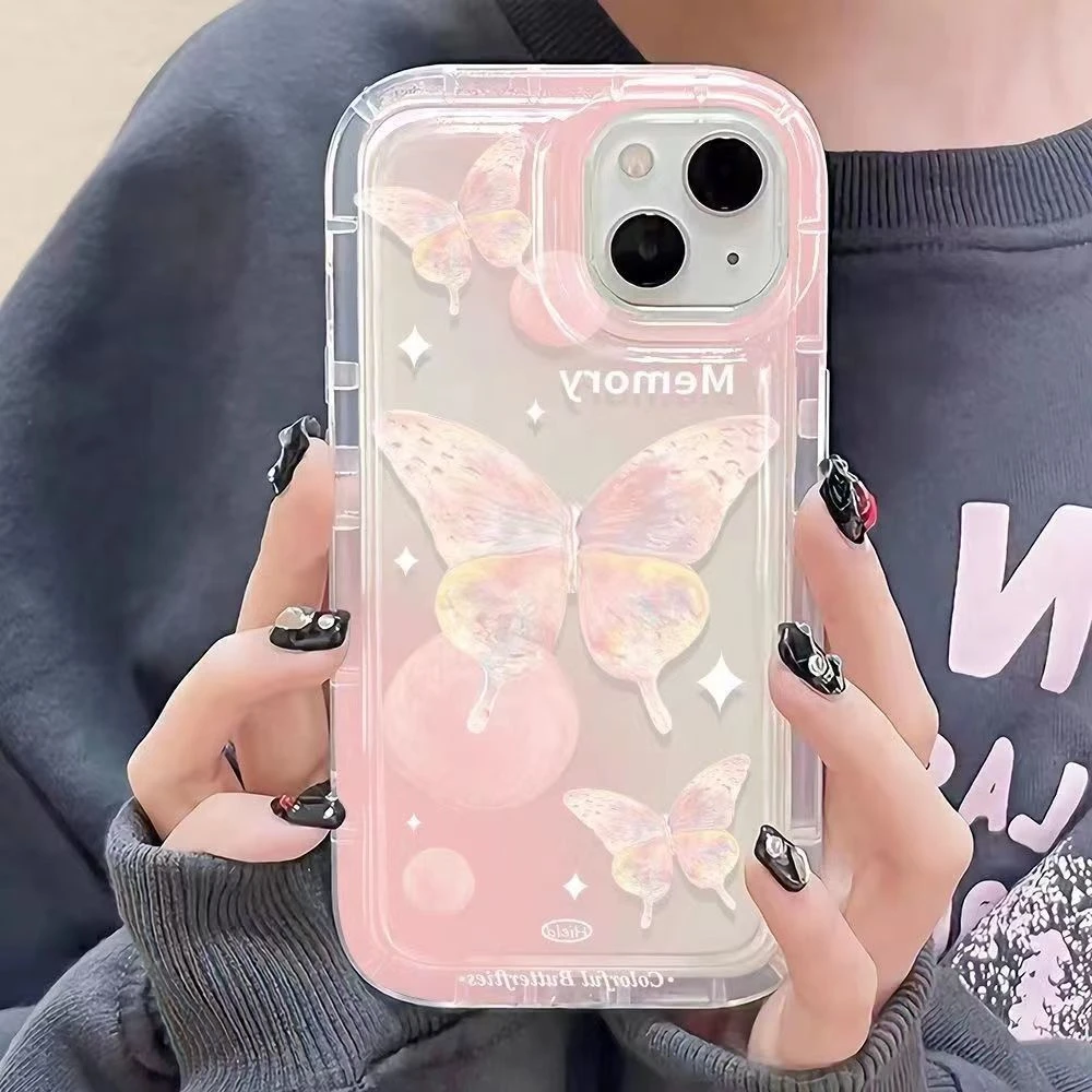 彩色渲染蝴蝶iPhone13手机壳14/12promax透明11软7/8plus高级xr/x