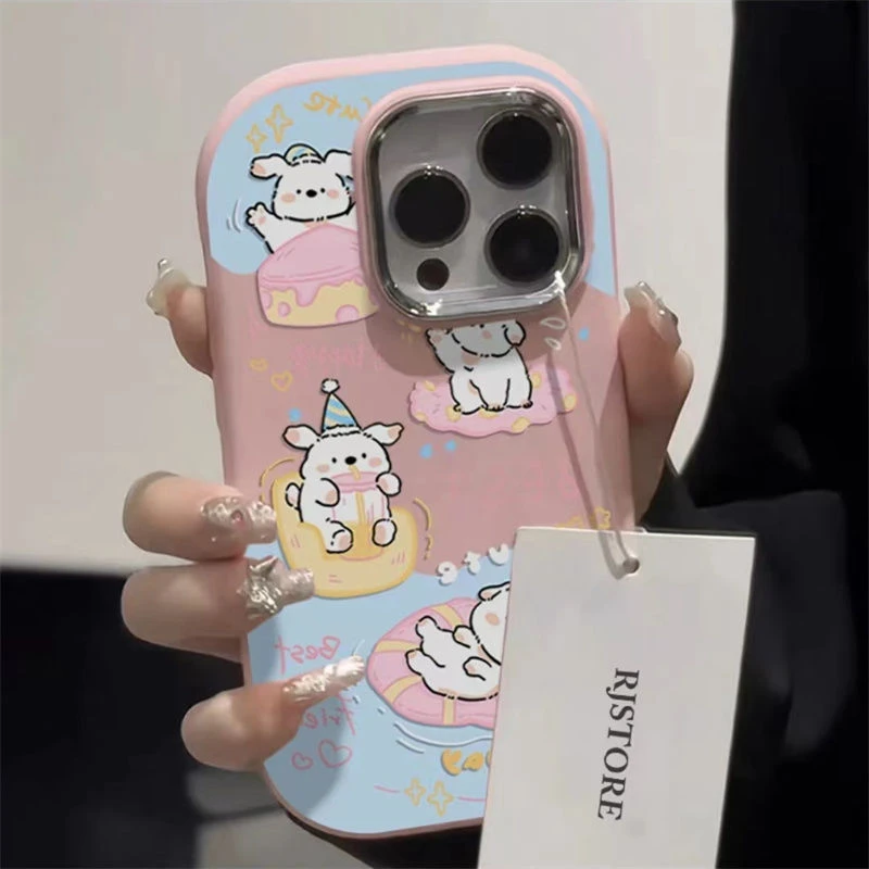 卡通游泳小狗适用苹果iPhone15/14promax手机壳苹果13/12/11软xr