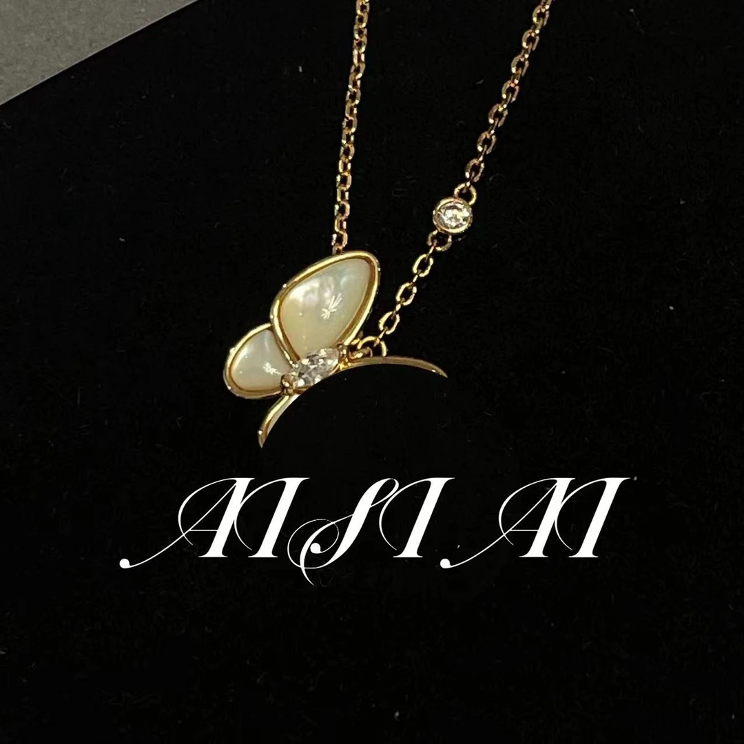 铜合金莫桑石项链 普罗旺斯法式铜合金莫桑石项链 蝴蝶项链M89