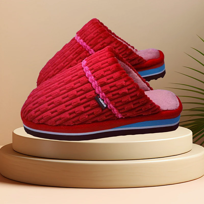 手工成品【拍五发六】竹节绒新款加绒加厚舒适保暖绒毛棉防滑情侣