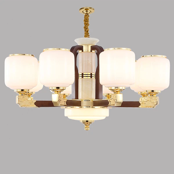 新中式全铜实木客厅吊灯家用大气别墅大厅灯禅意书房餐厅卧室灯具