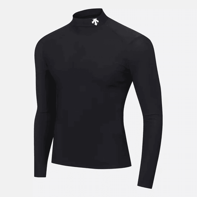 DESCENTE/迪桑特长袖休闲运动打底衫男女款弹力修身半高领长袖T恤