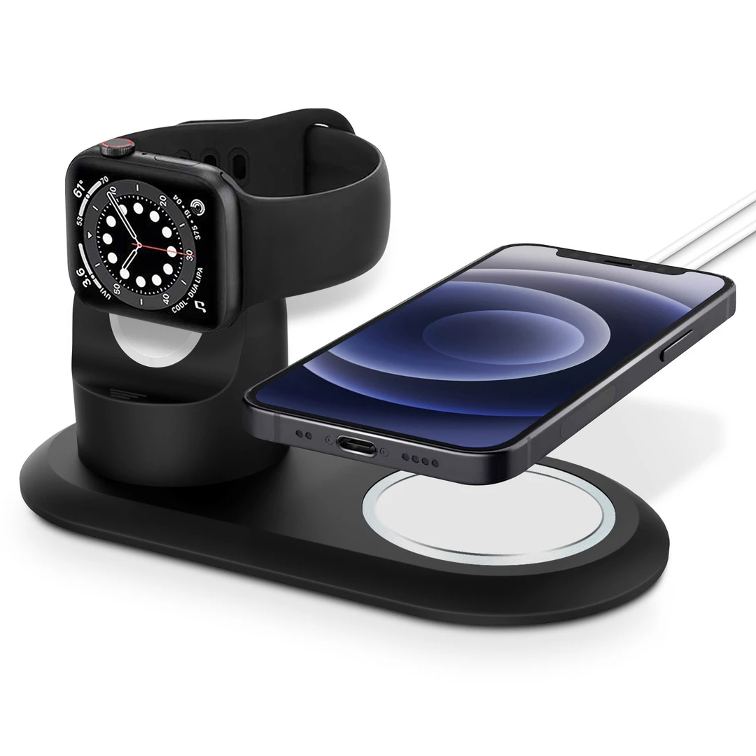 AppleWatch无线充电手表支架适用苹果手机iPhone14二合一硅胶底座