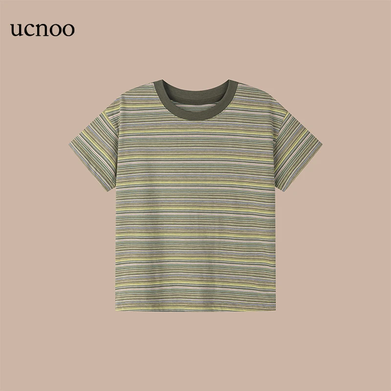 UCNOO/与虫植物园短袖儿童条纹T恤24夏背心小童短袖柔软亲肤舒适
