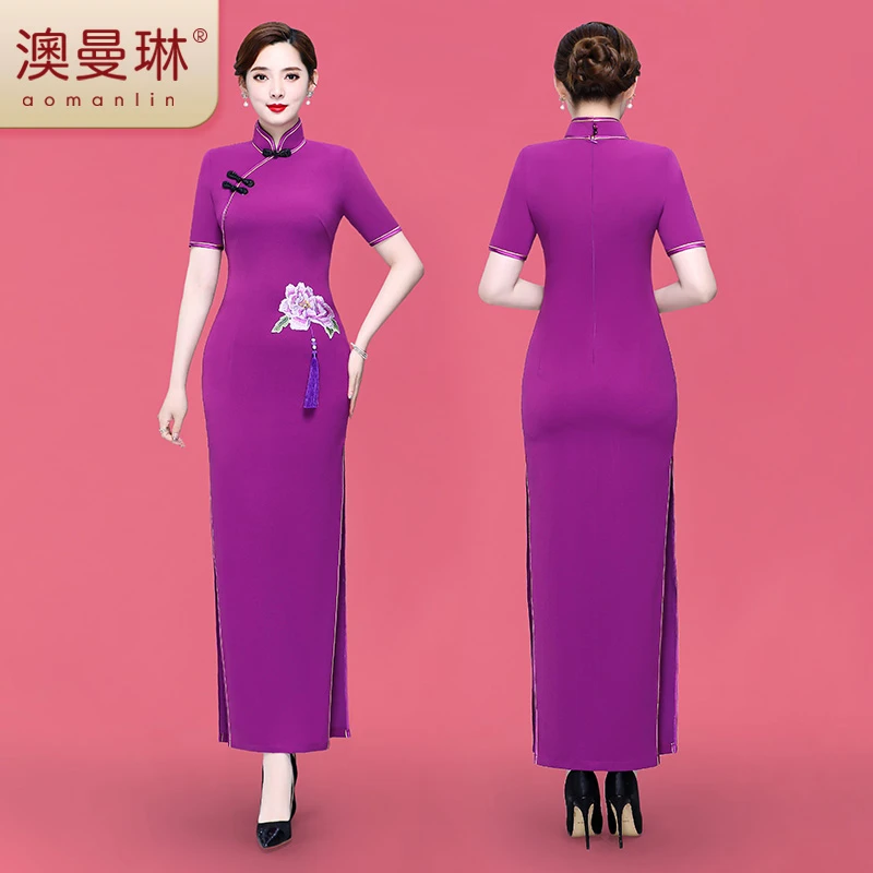 新款新款刺绣中国风优雅演出走秀旗袍流苏改良定制中国风旗袍