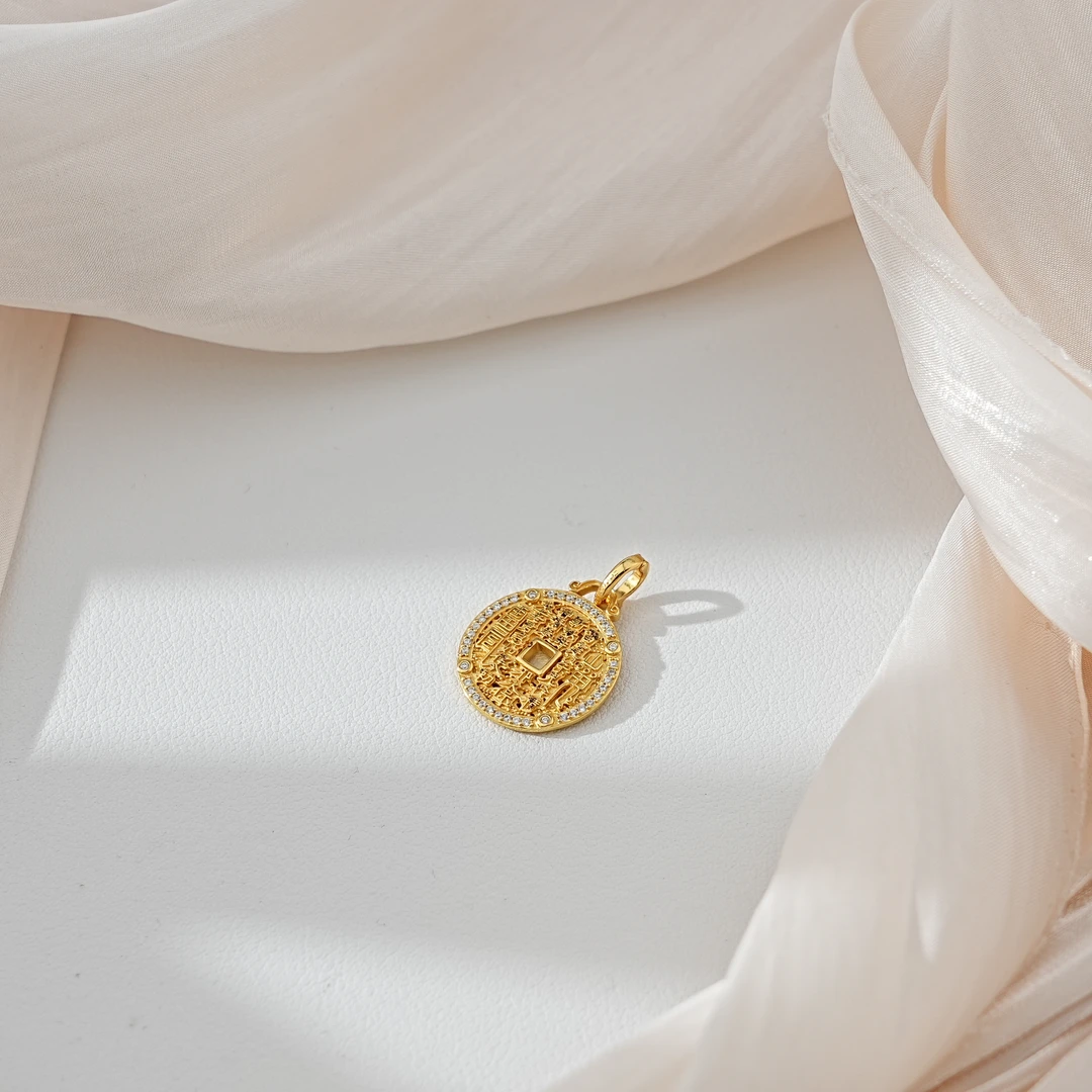 吊坠925银 【娣娣】安意|山鬼花钱吊坠百搭扣头29695（多样性发其一）