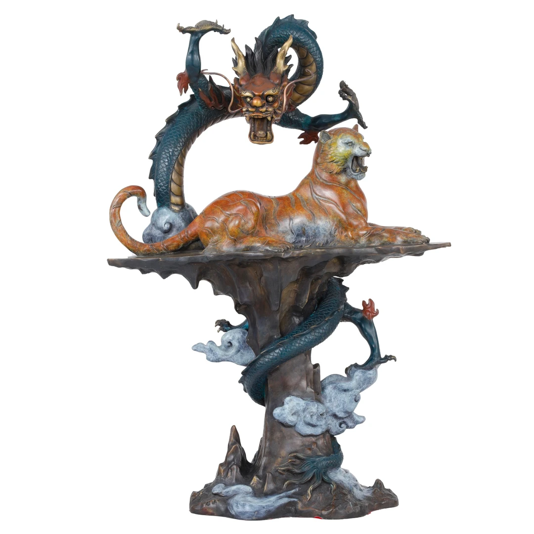 全铜摆件《卧虎藏龙》办公室装饰品客厅摆件