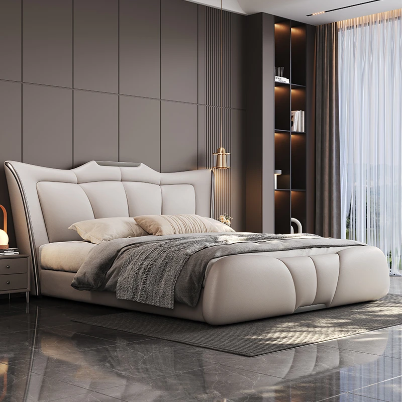 高端大气奢华婚床现代简约主卧室储物双人轻奢皮床家用