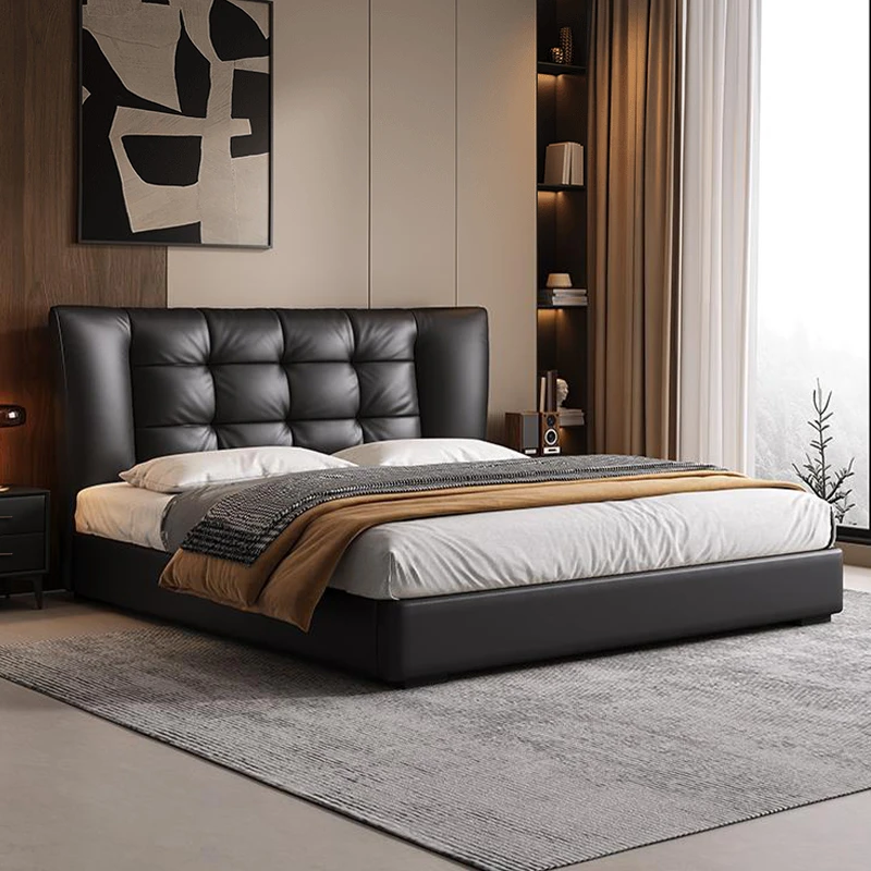 现代简约皮床软靠包主次卧室意式双人床北欧储物婚床高档轻奢床
