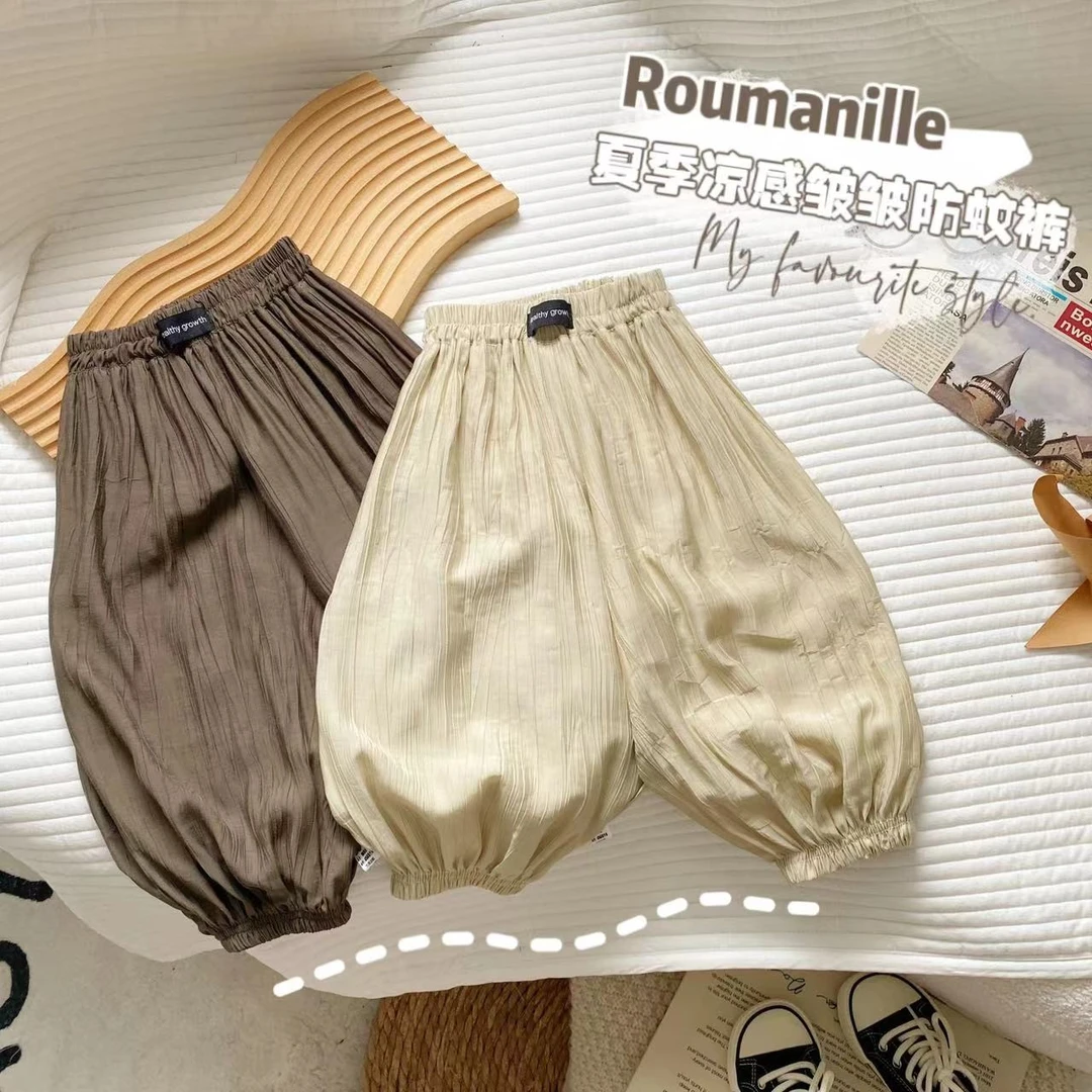 M夏季儿童百褶松紧腰百搭薄款薄款休闲裤防蚊裤