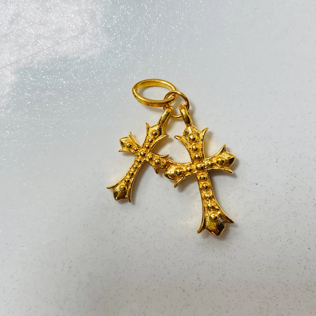 足金999黄金首饰 双十字架吊坠  【828】