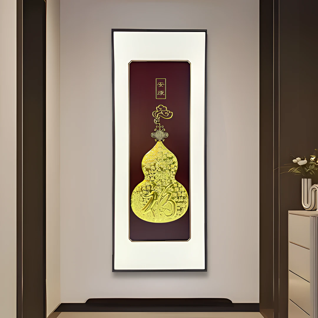 中式新中式高端葫芦福装饰画入户门迎面墙画走廊过道客厅福字挂画