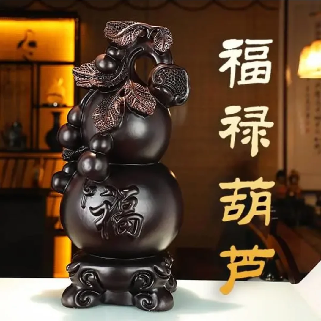 【福禄】办公室摆件豪宅摆件木雕原木整木雕刻实木无拼接雕刻葫芦
