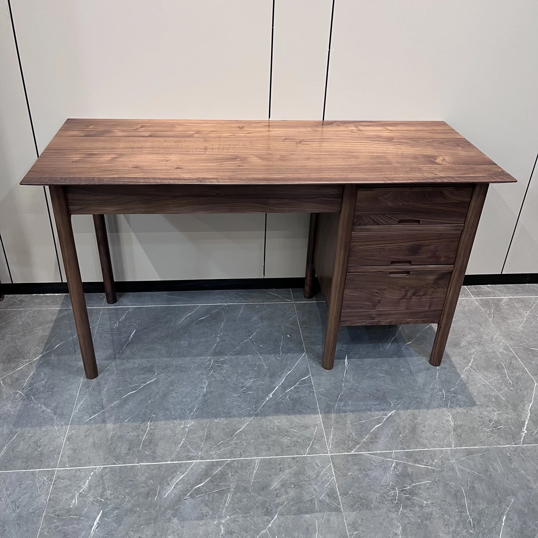 北美黑胡桃木书桌家用写字桌办公桌书房家具轻奢简约写字台书台