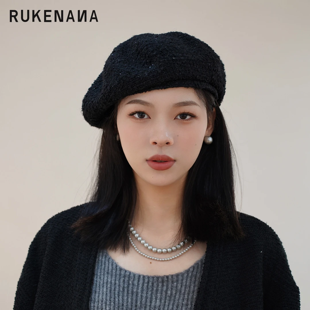 RUKENANA秋冬贝雷帽时尚休闲保暖简约画家帽高级感贝雷八角帽网红